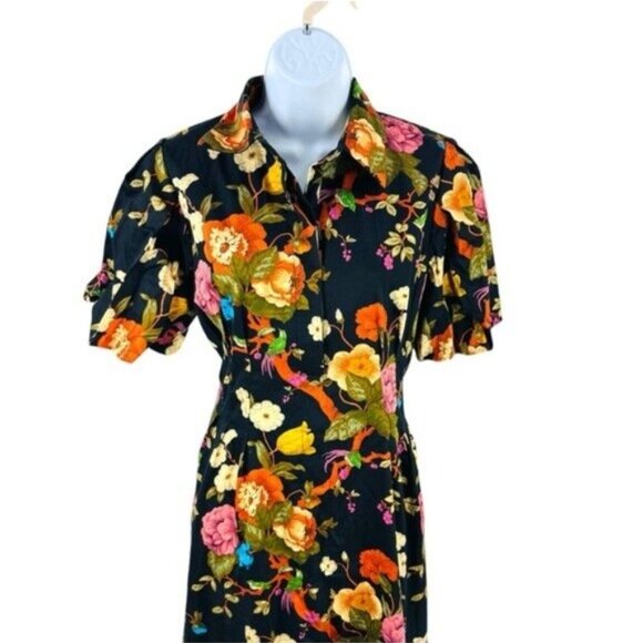 Tuckernuck | NEW Baroque Floral Delaney Short Puff Sleeve Maxi Dress Size S - Picture 6 of 11